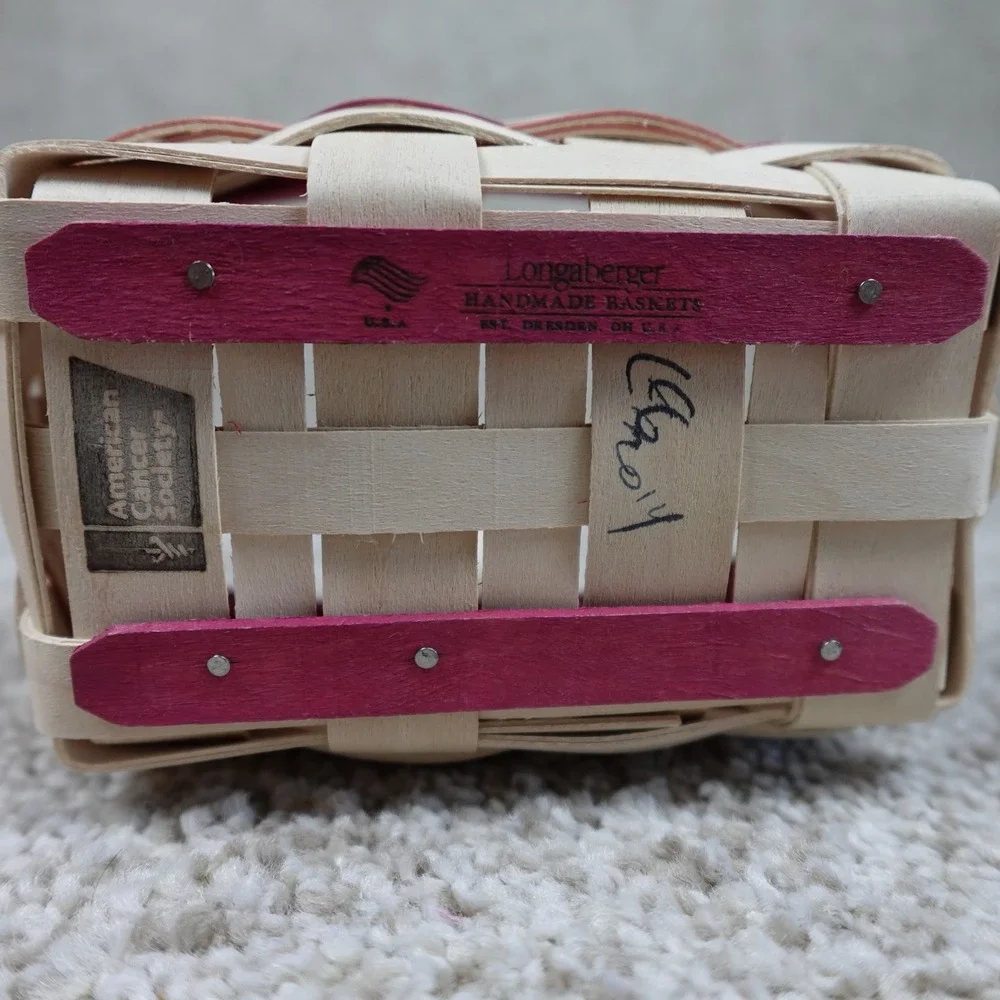 Longaberger 2014 Horizon of Hope Basket Pink Woven Wood Collectible with Tags